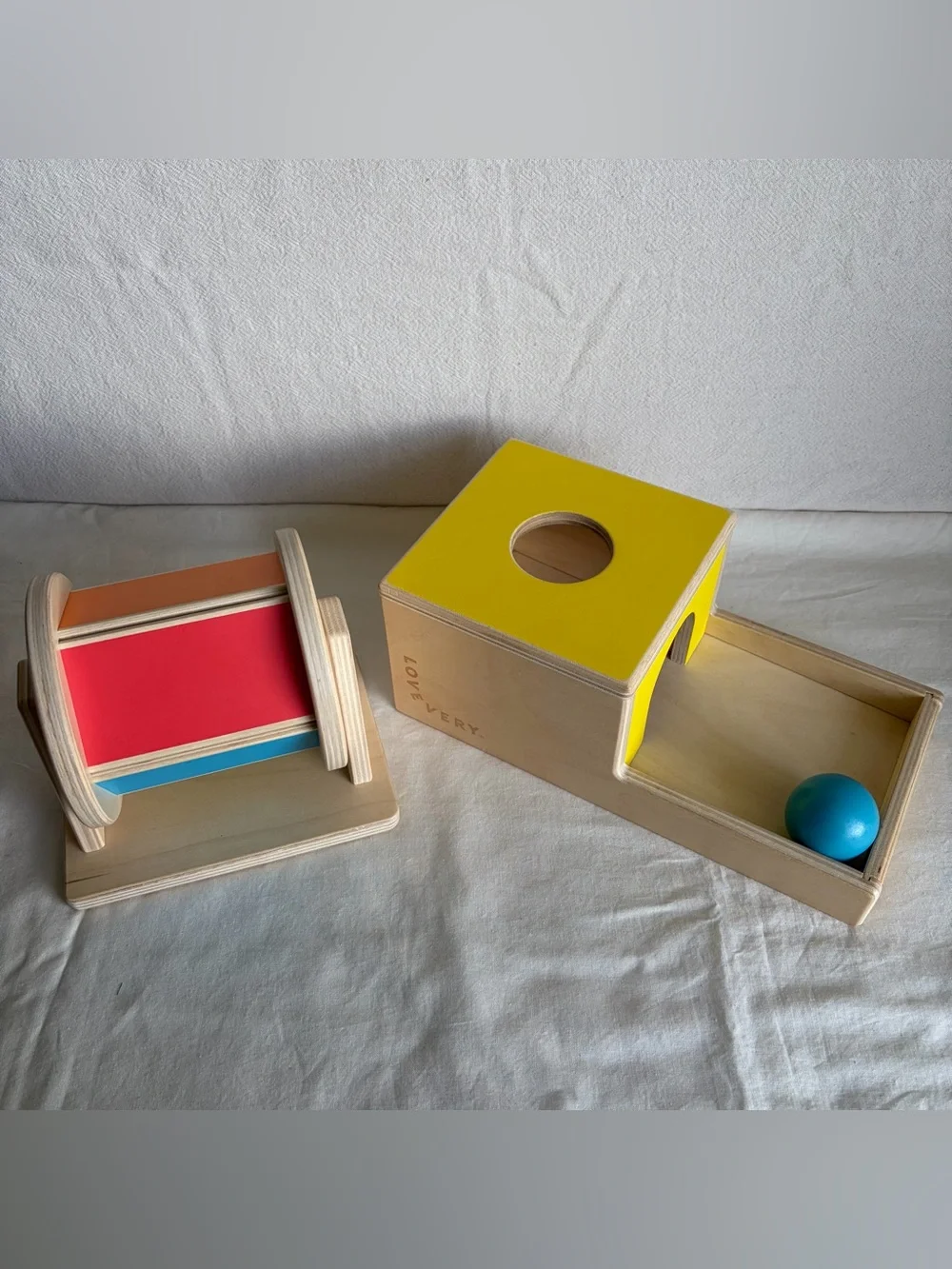 Lovevery Montessori Baby Toy Set, Spinning Rainbow and Ball Drop Box with Ball
